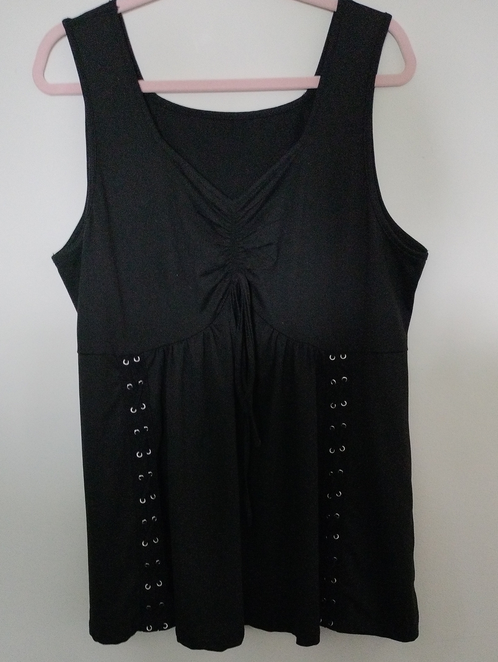 Black Sleeveless Tunic with Eyelet Detail